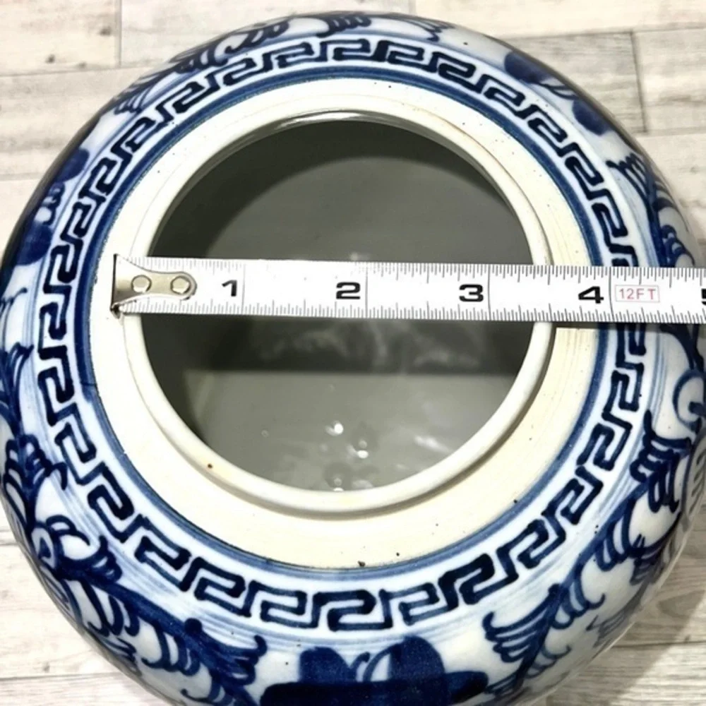 Double Happiness  Ginger Jar 9” Blue and White